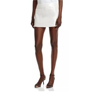 THEORY WOMENS SIZE 0 SLICE POCKET MID RISE MINI WHITE FLUID SEQUINS NEW